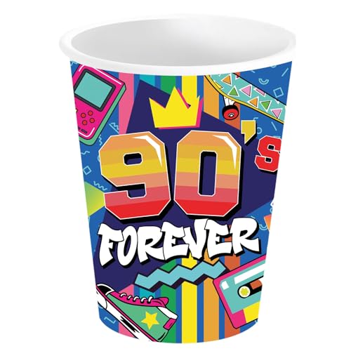 PARTY DISCOUNT NEU Papp-Becher 90s Forever, 6 STK., ca. 240ml von PARTY DISCOUNT