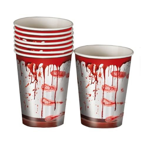 PARTY DISCOUNT NEU Papp-Becher Blut-Spritzer, 6 Stk., ca. 240ml von PARTY DISCOUNT