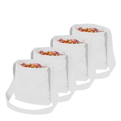 PARTY DISCOUNT NEU Sparpack Wurfbeutel weiß mit Futterstoff, 36x34cm, 77cm Träger, mit 2 Staufächern und breitem Trageriemen, 12 Stück von PARTY DISCOUNT