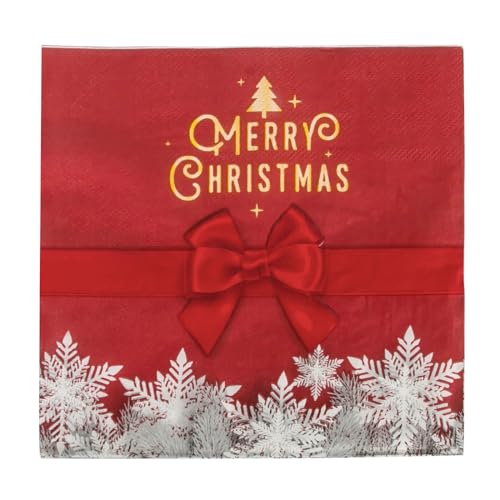 40 STÜCKE Seidenpapier Weihnachten Weihnachtsservietten Weihnachten Rot 33 * 33CM von PARTY GO