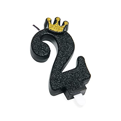 Geburtstagskerzen schwarz Zahl 2 Kerzen für Geburtstag besondere Cake Topper 9cm von PARTY GO