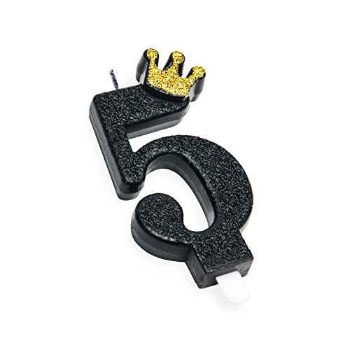 Geburtstagskerzen schwarz Zahl 5 Kerzen für Geburtstag besondere Cake Topper 9cm von PARTY GO