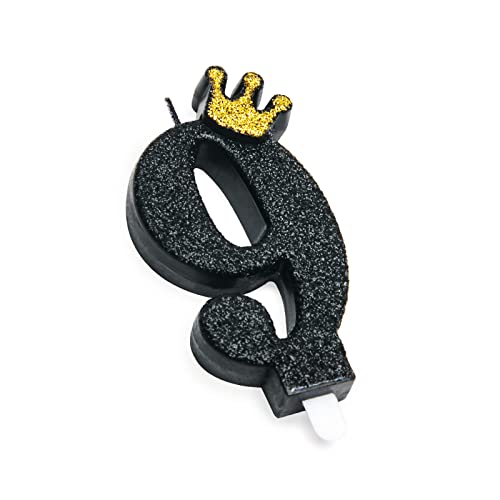 Geburtstagskerzen schwarz Zahl 9 Kerzen für Geburtstag besondere Cake Topper 9cm von PARTY GO