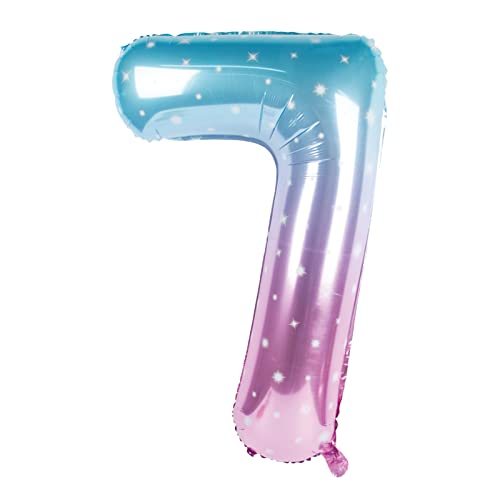 Zahlen Ballon Nummer 7 Luftballon Regenbogen Mädchen Junge Luftballons Zahl 17.Geburtstag Deko Blau Rose Bunt Schillernde 17 Jahre FolienBallon 40 zoll Riesen Helium Happy Birthday Party von PARTY GO