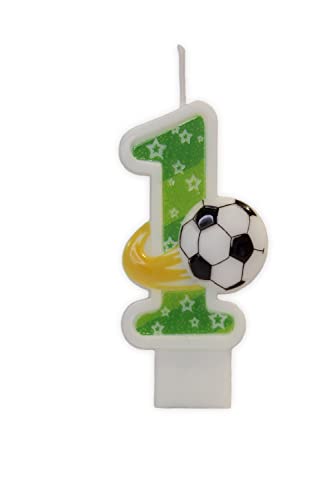 Partyland 3D Fußball Geburtstagskerzen Zahlen 0 1 2 3 4 5 6 7 8 9 Farbe grün Kinder Geburtstagskerzen Original 6.5cm (Nummer 1) von PARTYLAND