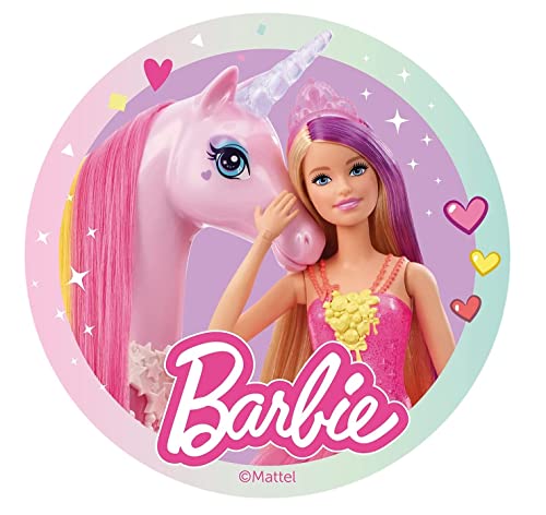 Kuchendekoration aus essbarem Oblatenpapier, Motiv: Barbie Dreamtopia, für Kuchen und Torten (MOD. 5) von PARTYLANDIA