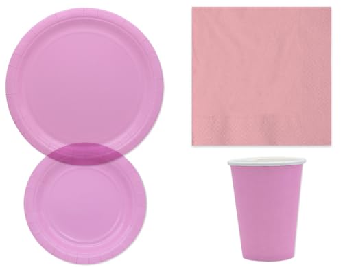 Party-Set, mehrfarbig, Servietten, Becher, Teller und Untertassen, hohe Qualität (Rosa) von PARTYLANDIA