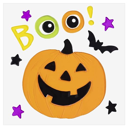 1 Bogen mit 19 Stück Gel-Sticker mit Prägung "Boo", Halloween-Aufkleber, ideal für Wasserflasche, Laptop, Tagebuch usw von PARTYLOSOPHY