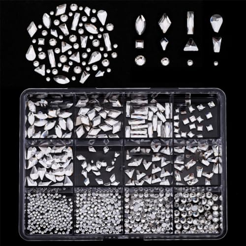 1 Box 3D-Nägel, Charm, flache Rückseite, Strasssteine, Basteln, gemischte Größe, Glasnägel, Kunstdekorationen für Nagel-Enthusiasten von PASHFSA