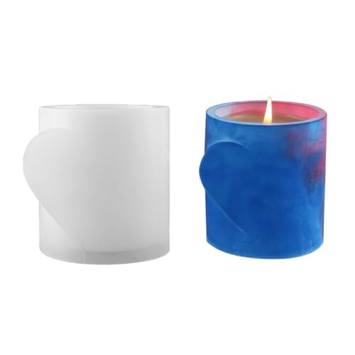 Zylinder- und herzförmige Kerzen-Silikonformen, Harz-Kerzenherstellungs-Set, Form für Beton- und Harzkerzen von PASHFSA