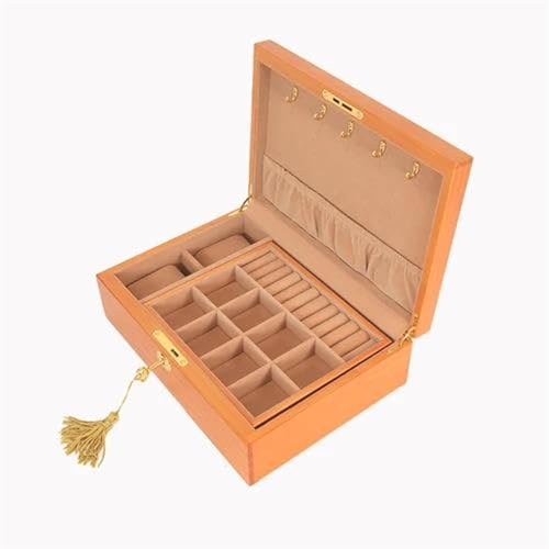 Schmuckaufbewahrung Doppelte Rechteckige Schmuckschatulle Chinesische Holz Aufbewahrungsbox Mit Schloss Schmuck Uhr Halskette Ohrring Ring Aufbewahrung Jewelry Box Parfum Organizer(A) von PASPRT