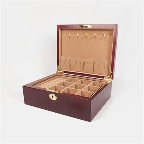 Schmuckaufbewahrung Doppelte Rechteckige Schmuckschatulle Chinesische Holz Aufbewahrungsbox Mit Schloss Schmuck Uhr Halskette Ohrring Ring Aufbewahrung Jewelry Box Parfum Organizer(C) von PASPRT