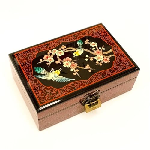 Schmuckaufbewahrung Für Frauen, Tolle Hölzerne Schmuckschatulle Mit Klassischer Ästhetik, Lackwaren-Organizer Mit Integriertem Spiegel(21 * 14 * 8cm) Jewelry Box Parfum Organizer(Type-A) von PASPRT