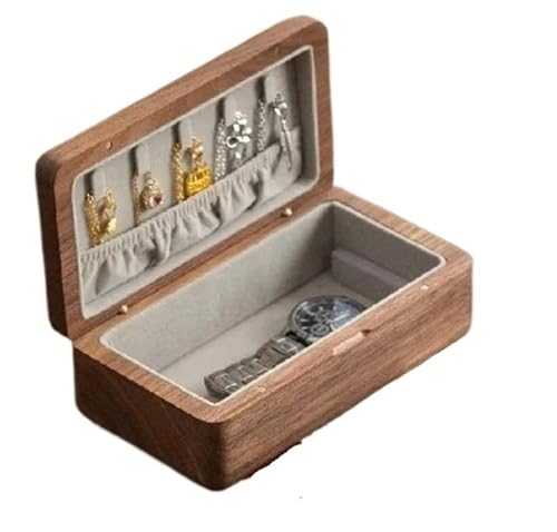 Schmuckaufbewahrung Für Frauen Personalisierte Schmuck Aufbewahrungsbox Organizer Doppelschicht Display Hochzeitsgeschenk Kleine Hölzerne Schmuckschatulle （18*10*7cm） Jewelry Box Parfum Organizer(Waln von PASPRT