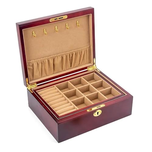 Schmuckaufbewahrung Holz Schmuckschatulle Für Frauen Halskette Ohrringe Ringe Schmuckschatullen Anhänger Ständer Armband Separatoren Aufbewahrung Jewelry Box Parfum Organizer(A) von PASPRT