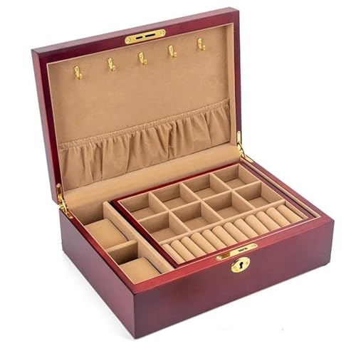 Schmuckaufbewahrung Holz Schmuckschatulle Für Frauen Halskette Ohrringe Ringe Schmuckschatullen Anhänger Ständer Armband Separatoren Aufbewahrung Jewelry Box Parfum Organizer(D) von PASPRT