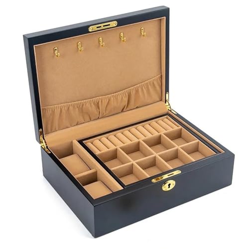 Schmuckaufbewahrung Holz Schmuckschatulle Für Frauen Halskette Ohrringe Ringe Schmuckschatullen Anhänger Ständer Armband Separatoren Aufbewahrung Jewelry Box Parfum Organizer(E) von PASPRT