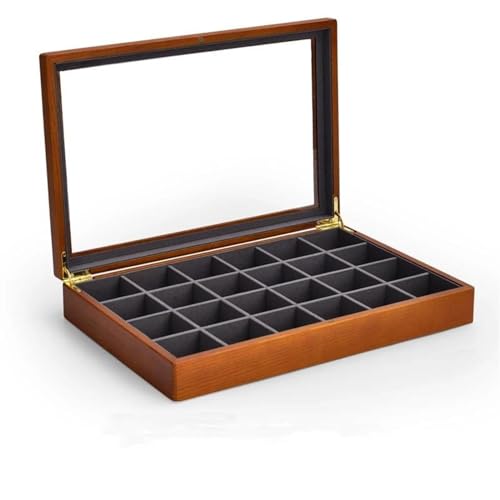 Schmuckaufbewahrung Massive Holz Schmuckschatulle Ring Halsketten Armband Vitrine Schmuckschatulle Transparente Schmuck Organizer Hülle Schmuckschatulle Jewelry Box Parfum Organizer(Dark grey D) von PASPRT