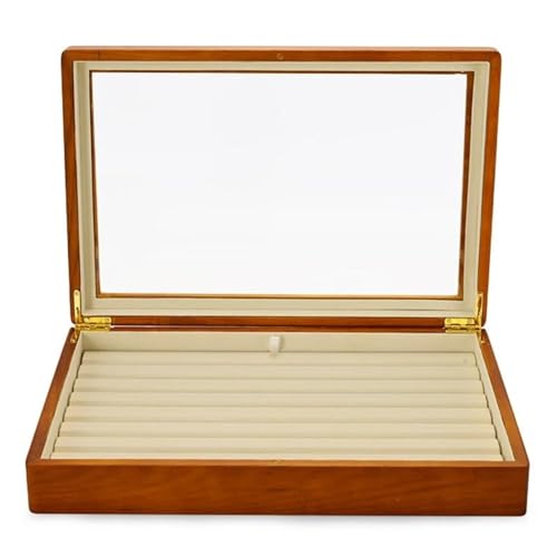 Schmuckaufbewahrung Massivholz Ring Anhänger Halsketten Box Diamant Schmuckschatulle Aufbewahrungskoffer Speicher Organisator Jewelry Box Parfum Organizer(Beige) von PASPRT