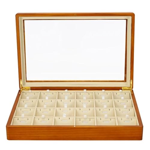 Schmuckaufbewahrung Massivholz Ring Anhänger Halsketten Box Diamant Schmuckschatulle Aufbewahrungskoffer Speicher Organisator Jewelry Box Parfum Organizer(Beige C) von PASPRT