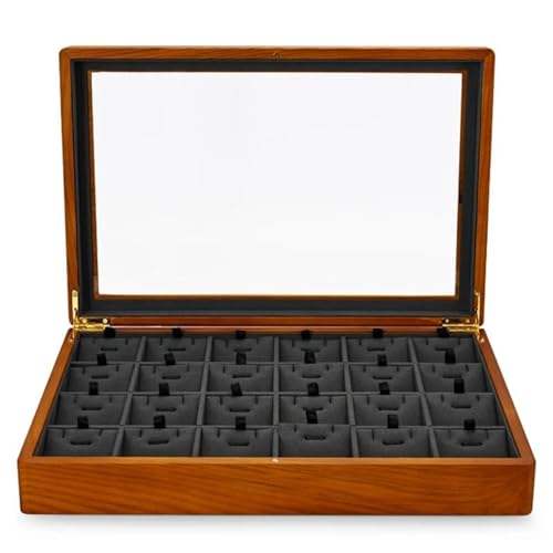 Schmuckaufbewahrung Massivholz Ring Anhänger Halsketten Box Diamant Schmuckschatulle Aufbewahrungskoffer Speicher Organisator Jewelry Box Parfum Organizer(Dark Gray C) von PASPRT