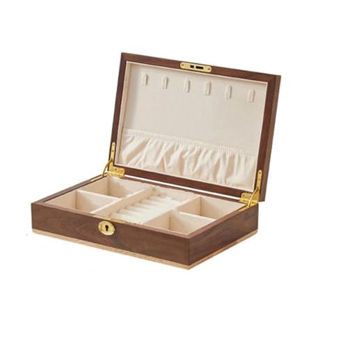 Schmuckaufbewahrung Massivholz Schmuckkästchen Schloss Große Kapazität Exquisite Massivholz Aufbewahrungsbox Halskette Ring Ohrnadel Schmuckschatulle Jewelry Box Parfum Organizer von PASPRT