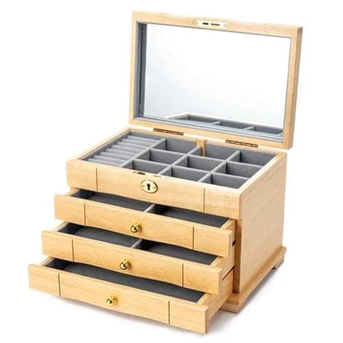 Schmuckaufbewahrung Massivholz Schmuckschatulle Mit Schloss Ohrringe Halskette Uhr Aufbewahrungsbox Einfaches Zuhause Mehrschichtige Aufbewahrungsbox Jewelry Box Parfum Organizer(B 1) von PASPRT