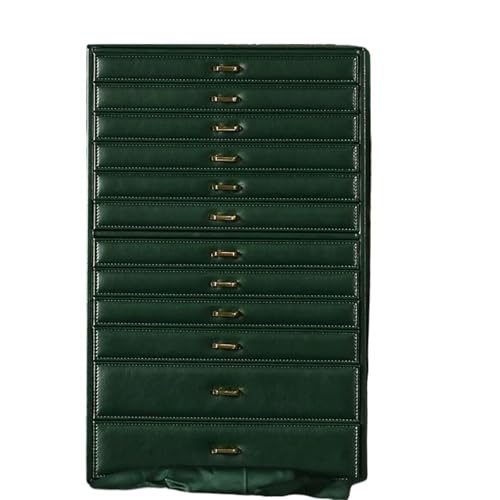 Schmuckaufbewahrung Mit Mehreren Schubladen, 12-stöckiger Schmuck-Organizer Für Damen, Große Kapazität, Elegante Schmuckschatulle Jewelry Box Parfum Organizer(Green) von PASPRT