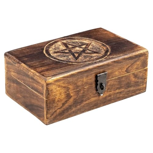 Schmuckaufbewahrung Pentagramm Eiche Holzkiste Holz Aufbewahrungsbox Spielzeug Holzkohle Vintage Schmuckschatulle Mit Schloss Kristall Aufbewahrungsbox(20 * 13 * 8cm) Jewelry Box Parfum Organizer von PASPRT