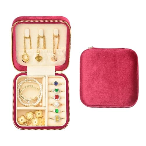 Schmuckaufbewahrung Quadratische Aufbewahrungsbox Für Ringe Und Ohrringe, Samt-Schmuckschatulle, Tragbare Mini-Reise-Schmuckschatulle Mit Individuellem(10*10*6cm) Jewelry Box Parfum Organizer(Type-A) von PASPRT