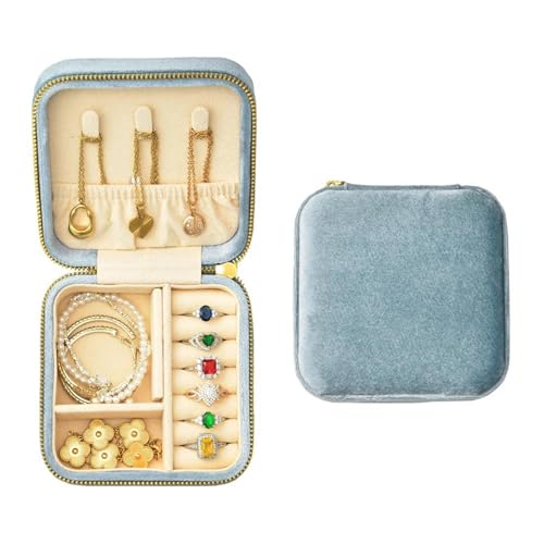 Schmuckaufbewahrung Quadratische Aufbewahrungsbox Für Ringe Und Ohrringe, Samt-Schmuckschatulle, Tragbare Mini-Reise-Schmuckschatulle Mit Individuellem Jewelry Box Parfum Organizer(Type-B) von PASPRT