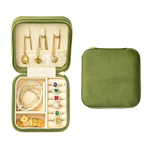 Schmuckaufbewahrung Quadratische Aufbewahrungsbox Für Ringe Und Ohrringe, Samt-Schmuckschatulle, Tragbare Mini-Reise-Schmuckschatulle Mit Individuellem Jewelry Box Parfum Organizer(Type-F) von PASPRT