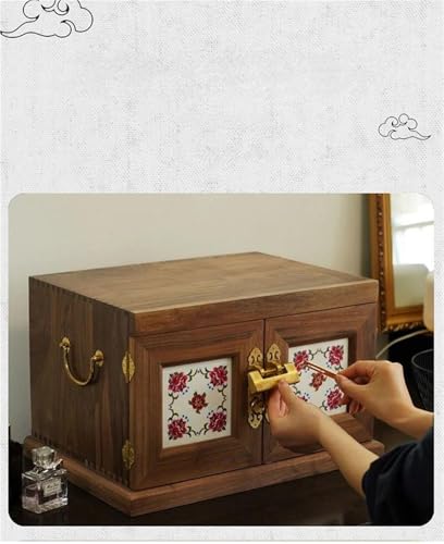 Schmuckaufbewahrung Schmuck-Aufbewahrungsbox, Schubladen-Stil, Organizer, Luxuriöse Vitrine, Geschenke, Hölzerne Schmuckschatulle Mit Schloss, Multifunktional Jewelry Box Parfum Organizer von PASPRT