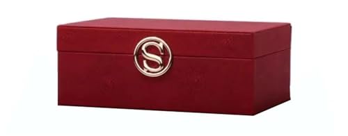 Schmuckaufbewahrung Schmuckschatulle, Vitrinen, Verpackung, Leder-Schmuckschatulle, Exquisite Aufbewahrung Und Organisation Mit Doppeltem Holzrahmen Jewelry Box Parfum Organizer(Red,25X16X10cm) von PASPRT