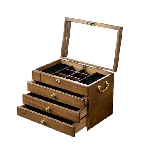 Schmuckaufbewahrung Schmuckschatulle Organizer Holzzubehör Aufbewahrungsbox Große Vintage Box Retro Hohe Kapazität Massivholz Jewelry Box Parfum Organizer(A 1) von PASPRT