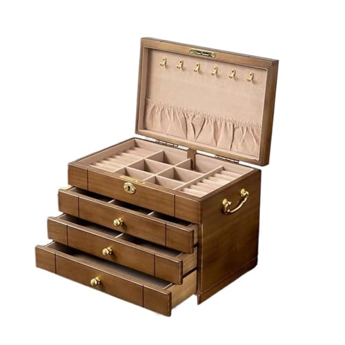 Schmuckaufbewahrung Schmuckschatulle Organizer Holzzubehör Aufbewahrungsbox Große Vintage Box Retro Hohe Kapazität Massivholz Jewelry Box Parfum Organizer(B 2) von PASPRT