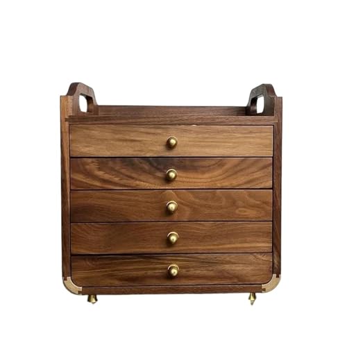 Schmuckaufbewahrung Schublade Aus Massivem Holz, Exquisite Halsketten-Aufbewahrung, Kosmetik-Organizer, Mehrschichtige Schmuckschatulle Aus Schwarzem Walnussholz Jewelry Box Parfum Organizer von PASPRT