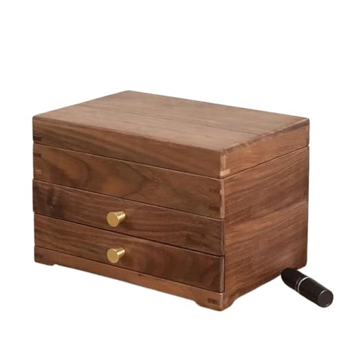 Schmuckaufbewahrung Schublade Mehrschichtige Kosmetikbox Massivholz Aufbewahrungsschrank Stil Retro Schwarz Walnuss Schmuckschatulle Aufbewahrungsbox（24 * 16 * 17cm） Jewelry Box Parfum Organizer von PASPRT