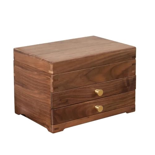 Schmuckaufbewahrung Schwarze Walnussholz Schmuckschatulle Schmuckaufbewahrungsbox Schubladenstil Mehrschichtige Kosmetikbox Massivholz Aufbewahrungsschrank Jewelry Box Parfum Organizer von PASPRT