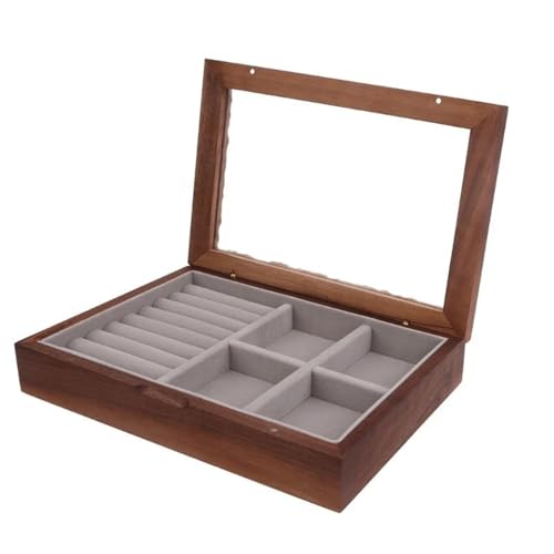 Schmuckaufbewahrung Solide Schmuckschatulle Aus Glas Staubdicht Mit Klappdeckel Aufbewahrung Schmuck Halsketten Ringe Ohrringe Holzkiste Jewelry Box Parfum Organizer von PASPRT