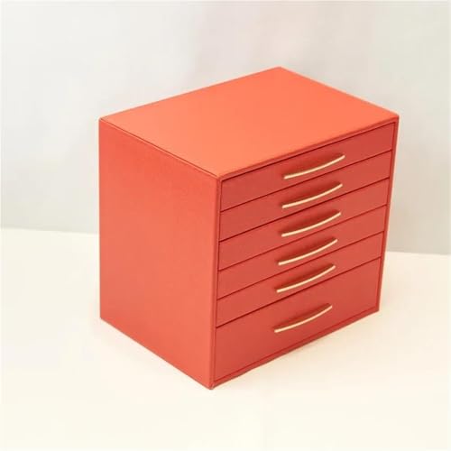 Schmuckaufbewahrung Uhren-Schmuckschatulle, Geschenk, Weiblich, Pu-Material, Schmuck-Aufbewahrungsbox, Exquisite Mehrschichtige Große Kapazität, (29 X 22 X 27 Cm) Jewelry Box Parfum Organizer(Red) von PASPRT