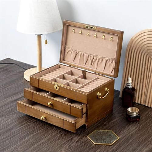 Schmuckaufbewahrung Zubehör-Aufbewahrungsbox, Große Vintage-Box, Retro-Kapazität, Luxuriöse Massivholz-Schmuckschatulle, Organizer-Stil Aus Holz (20 X 19 X 25 Cm) Jewelry Box Parfum Organizer(Type-B) von PASPRT