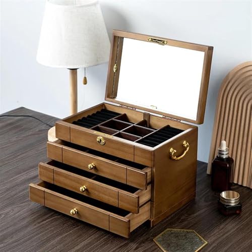 Schmuckaufbewahrung Zubehör-Aufbewahrungsbox, Große Vintage-Box, Retro-Kapazität, Luxuriöse Massivholz-Schmuckschatulle, Organizer-Stil Aus Holz (20 X 19 X 25 Cm) Jewelry Box Parfum Organizer(Type-C) von PASPRT