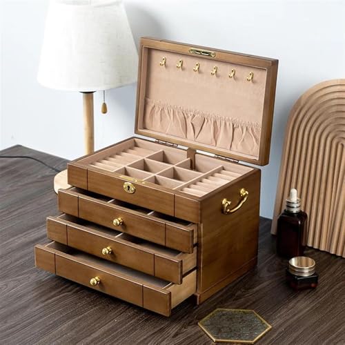 Schmuckaufbewahrung Zubehör-Aufbewahrungsbox, Große Vintage-Box, Retro-Kapazität, Luxuriöse Massivholz-Schmuckschatulle, Organizer-Stil Aus Holz (20 X 19 X 25 Cm) Jewelry Box Parfum Organizer(Type-D) von PASPRT