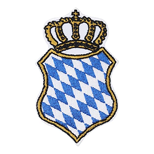 Bayern Staatswappen Aufnäher Freistaat Bavaria Bügelbild Bestickt - Oktoberfest Patch Biker Deutschland Wappen - Bayrische Applikation für Weste/Lederhose/Hut - 85x55mm von PATCH KING