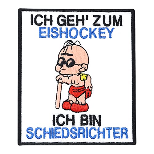 Eishockey Patch: Anti Schiedsrichter Aufbügler Hockey Bügelbild Bestickt für Trikot - Rocker Aufnäher - Geschenk Eishockey-Fan DIY Stoff-Applikation Shirt/Jacke/Tasche - Blau - 100x85mm von PATCH KING