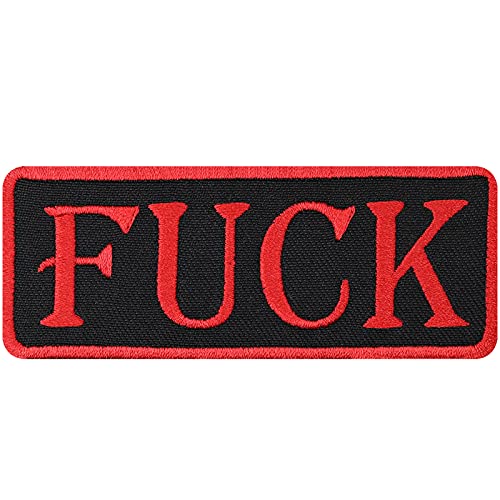 Fuck Aufnäher - Biker Patch mit Stickerei & Spruch Fuck You - Geschenk Motorradfahrer - Aufbügler Rocker - Heavy Metal Flicken für Kutte/Jacke/Weste/Tasche - schwarz - 90x35mm von PATCH KING