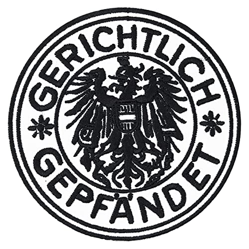 Kuckuck Aufnäher - Gerichtlich gepfändet - Gericht Pfandhaus Patch Eagle gestickt - Österreich Adler Bügelbild Austria Applikation für Uniform/Jacke/Tasche/Hemd - 70x70mm von PATCH KING