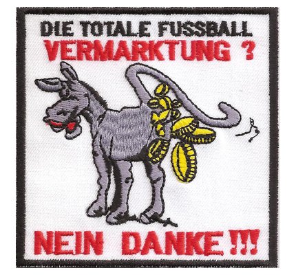 Lustiger Fussball Aufnäher "Geldscheisser" Patch Esel Bügelbild bestickt zum aufnähen - Fussball-Fan Geschenk Sport DIY Stoff-Applikation Shirt/Jacke/Tasche - 90x90mm von PATCH KING