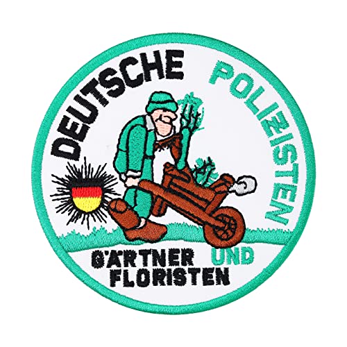 Polizei Aufnäher lustig - Deutschland Patch "Deutsche Polizisten" Spaß Bügelbild mit Stickerei - Fussball Geschenk Sport DIY Stoff-Applikation Trikot/Jacke/Tasche - 90x90mm von PATCH KING